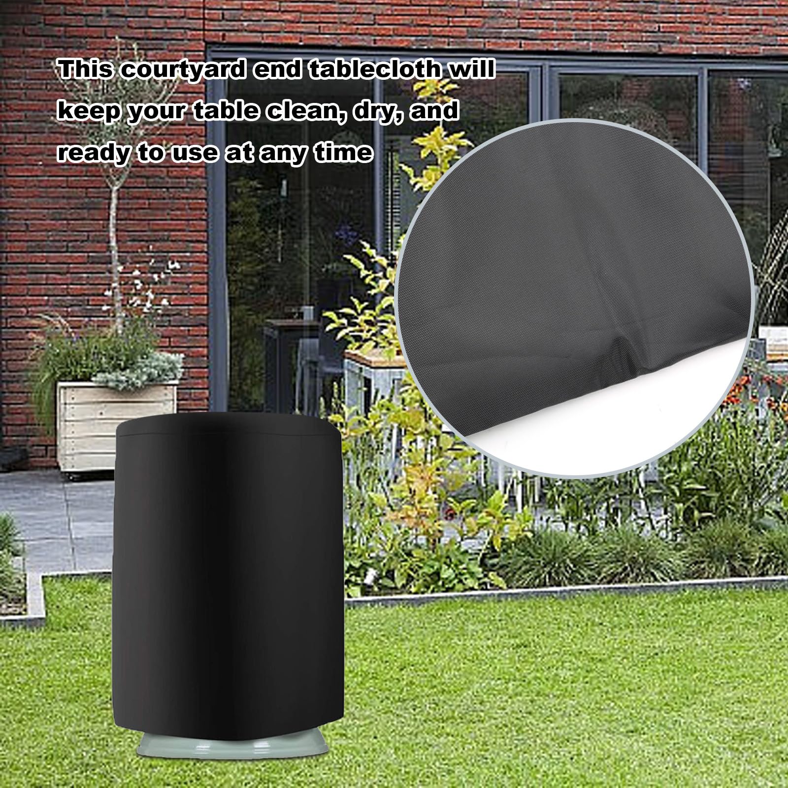 Table Cover Waterproof Round Patio Cool Bar Table Cover with Drawstrings, Fade Resistant Fabric for Cocktail Coffee Outdoor Furniture Side Tables, Diameter 20.5 * Height 23 Inches Black