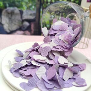 mybbshower Lilac White Crepe Paper 1 inch Heart Confetti for Table Decor Anniversary Violet Lavender Birthday Wedding Bridal Shower Girls Women Party Decorations 1000 Count