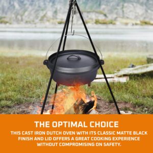 Bruntmor 5 Qt Camp Dutch Ovens Set - Black: Experience high-performance cooking with this versatile and durable 3-piece set, including a pot, lid, and 9" meat rack/trivet. - 13 x 13 inch