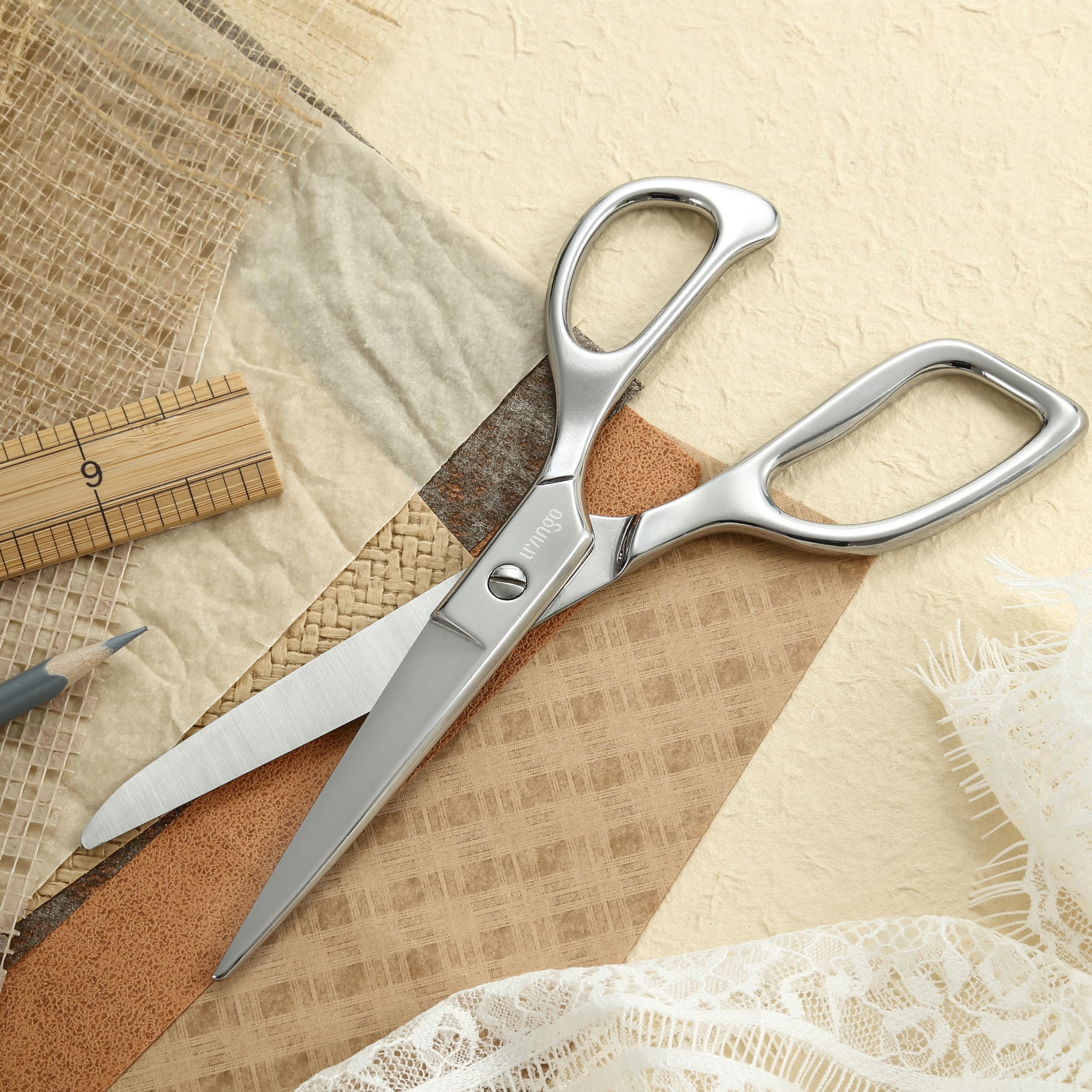 LIVINGO Sharp Tailor Fabric Scissors - 7" Professional Forged Stainless Steel Heavy Duty Sewing Metal Shears All Purpose, Crafting Scissors for Dressmaking Denim Canvas Cloth Leather and Felt