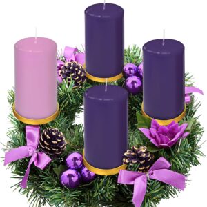 Title: Advent Candles Set of 4 – Made in the USA None Drip Advent Pillar Candles – Unscented Purple & Pink Advent Candles for Church and Home Advent Décor decoration Advent Wreaths Rings Candle Holder