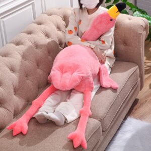 hollowfly large flamingo stuffed animal, giant plush flamingo toy flamingo plush pillow, christmas in july gift for boys and girls birthday gifts(pink,63 inch)