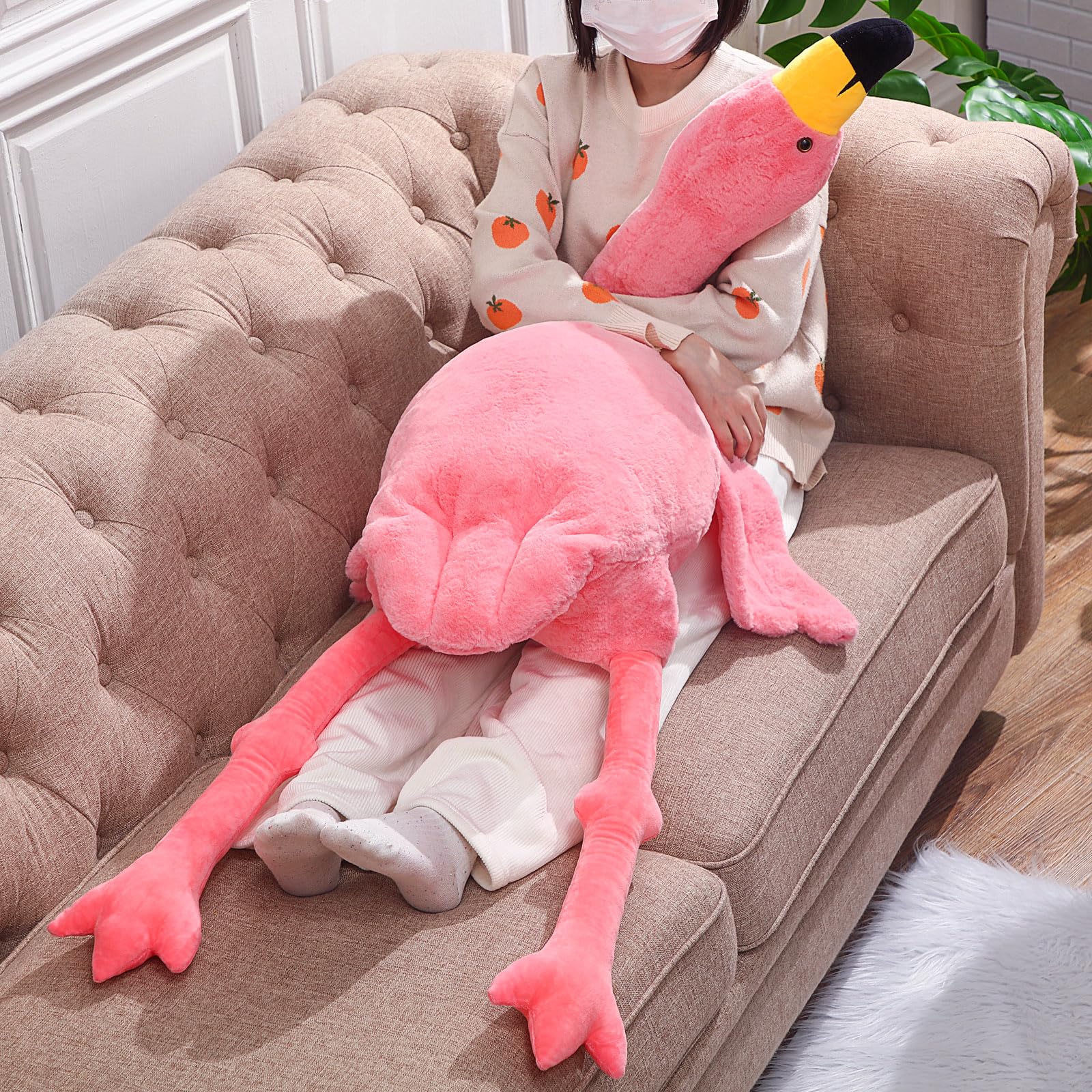 Hollowfly Large Flamingo Stuffed Animal, Giant Plush Flamingo Toy Flamingo Plush Pillow, Christmas in July Gift for Boys and Girls Birthday Gifts(Pink,63 Inch)