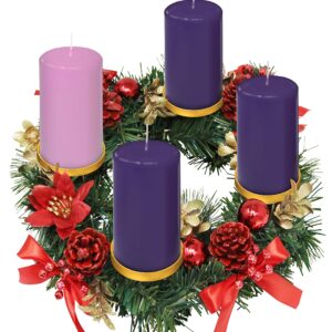 Title: Advent Candles Set of 4 – Made in the USA None Drip Advent Pillar Candles – Unscented Purple & Pink Advent Candles for Church and Home Advent Décor decoration Advent Wreaths Rings Candle Holder