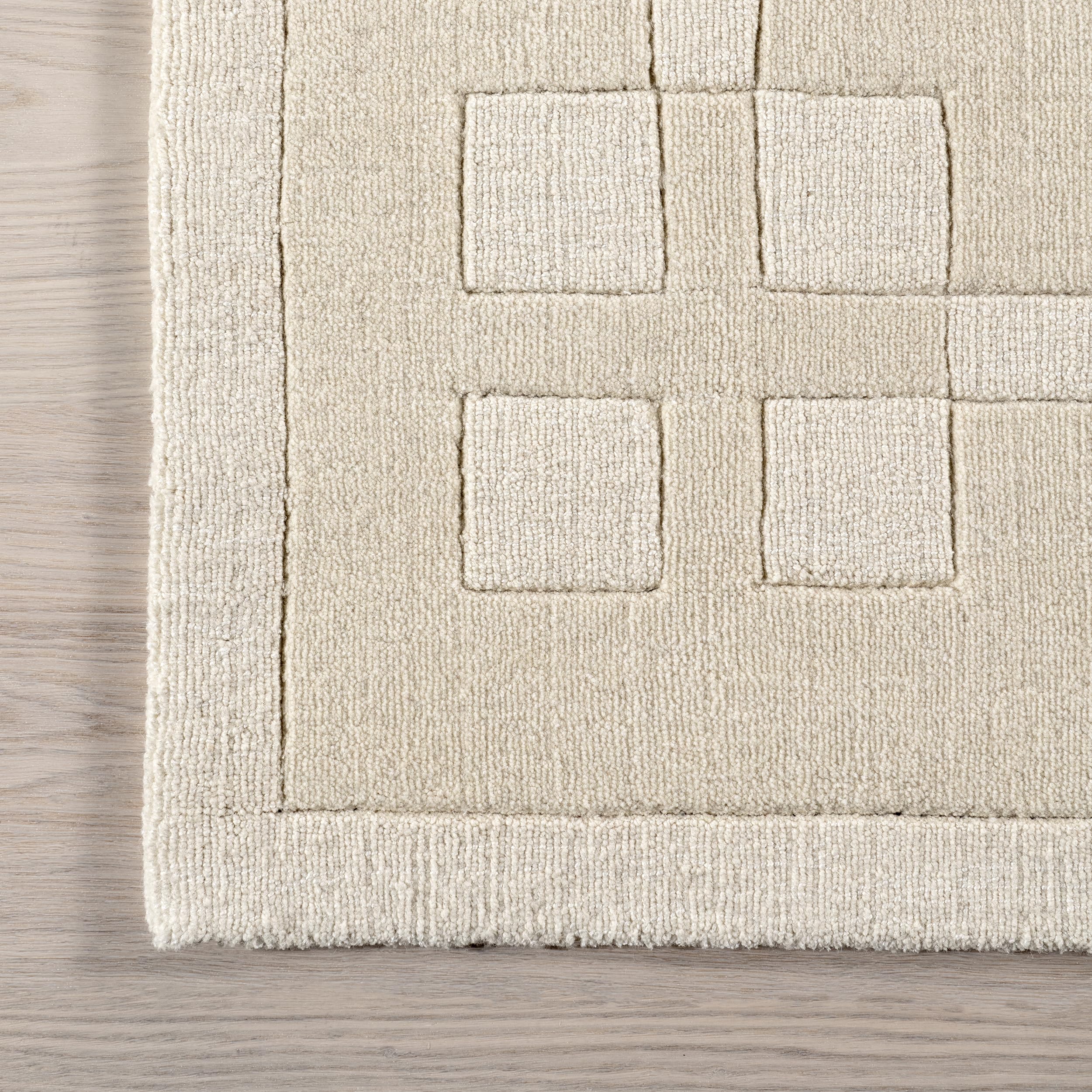 Rugs USA x Arvin Olano Rune Bordered Wool-Blend Area Rug, 8x10, Cream