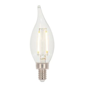 Westinghouse 4517220 3.3 Watt (40 Watt Equivalent) CA11 Dimmable Clear Filament LED Light Bulb, Candelabra Base, 6 Pack