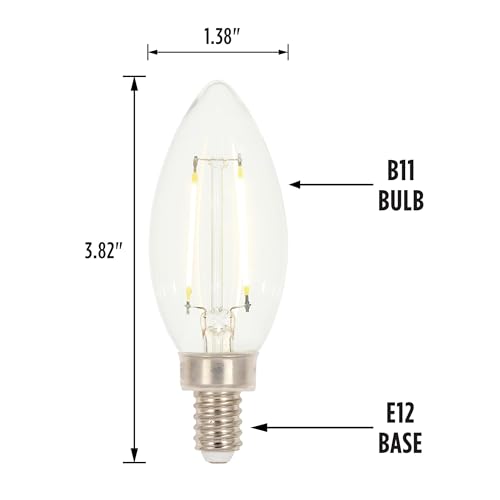 Westinghouse 4517120 3.3 Watt (40 Watt Equivalent) B11 Dimmable Clear Filament LED Light Bulb, Candelabra Base, 6 Pack