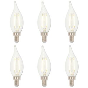 westinghouse 4517220 3.3 watt (40 watt equivalent) ca11 dimmable clear filament led light bulb, candelabra base, 6 pack