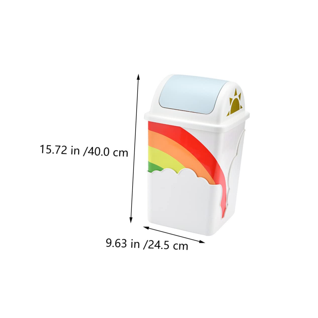 STOBAZA 1pc Rainbow Trash Can Rubbish Can Small Wastebasket Shake Lid Trash Can Mini Trash Can with Lid Convenient Trash Can Retainer Container Bin Vintage The Clouds Plastic Child