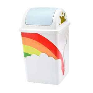 stobaza 1pc rainbow trash can rubbish can small wastebasket shake lid trash can mini trash can with lid convenient trash can retainer container bin vintage the clouds plastic child