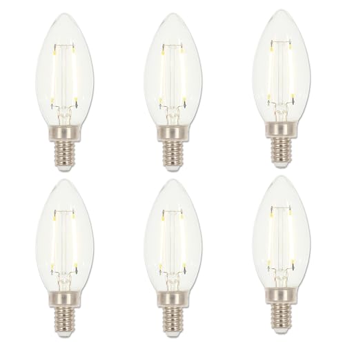 Westinghouse 4517120 3.3 Watt (40 Watt Equivalent) B11 Dimmable Clear Filament LED Light Bulb, Candelabra Base, 6 Pack