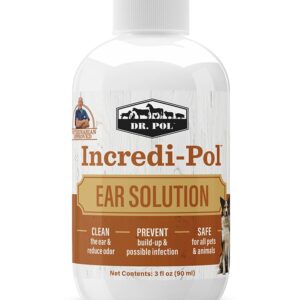 Dr. Pol Incredi-Pol Dog and Cat Ear Solution - Safe and Effective Ear Care Solution to Clean Ears and Prevent Ear Problems in Dogs, Cats, Horses, and More - 3 Fluid Ounces