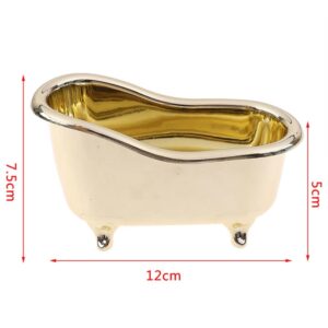 Mini Bathtub Sundries Storage Box, Small Bath Tub Makeup Organizer Container Soap Dish Holder Desktop Storage Accessories(Silver)