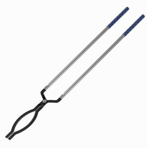 raomeide 41" fireplace tongs log grabber heavy duty fire tongs for fire pit firepit tongs for outside pits campfire firewood tongs log grabber (black)