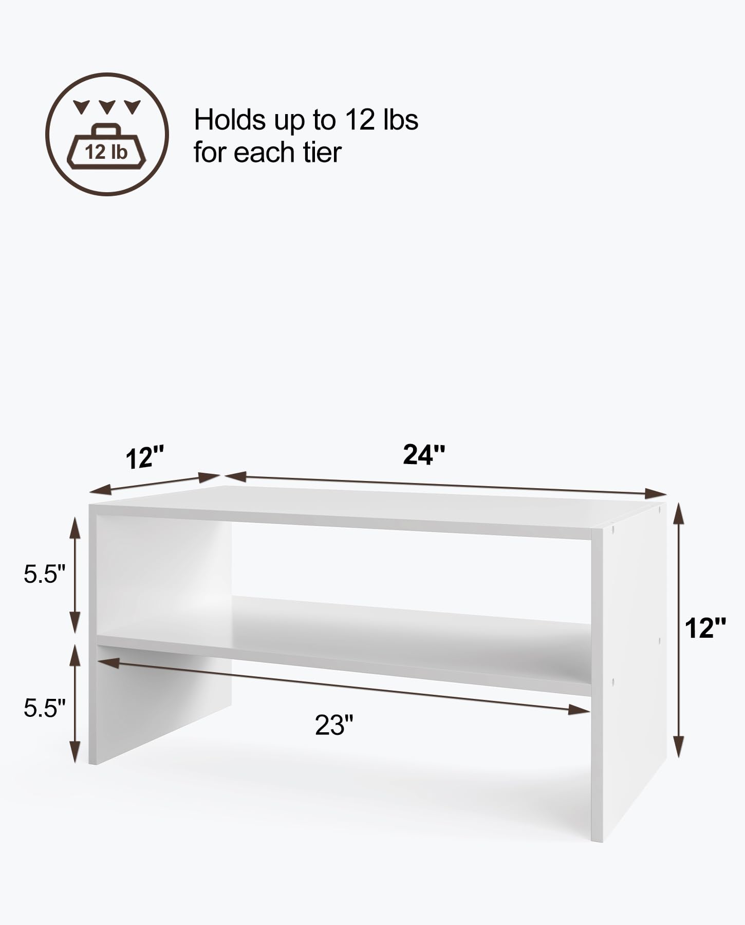 LOWOSA 2-Tier Stackable Shoe Rack, Wooden 2-Shelf Shoe Organizer Freestanding Shoe Storage Stand for 6-9 Pairs, Perfect for Closet, Entryway, Office Use - White