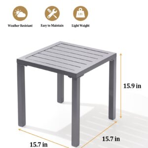 Crestlive Products Aluminum Outdoor Side Table Set of 2, Pool Lounge Chair Side Table, Weather Resistant Small Square Coffee End Table for Patio, Yard, Garden, Porch, Deck, Outdoor