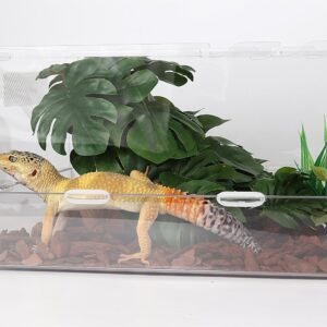 WOLEDOE Reptile Plants for Terrarium, Ball Python Tank Decor Accessories fit Bearded Dragon Crested Leopard Gecko Lizard Chameleon Snake Frog Tortoise Hermit Crab - Fake Monstera