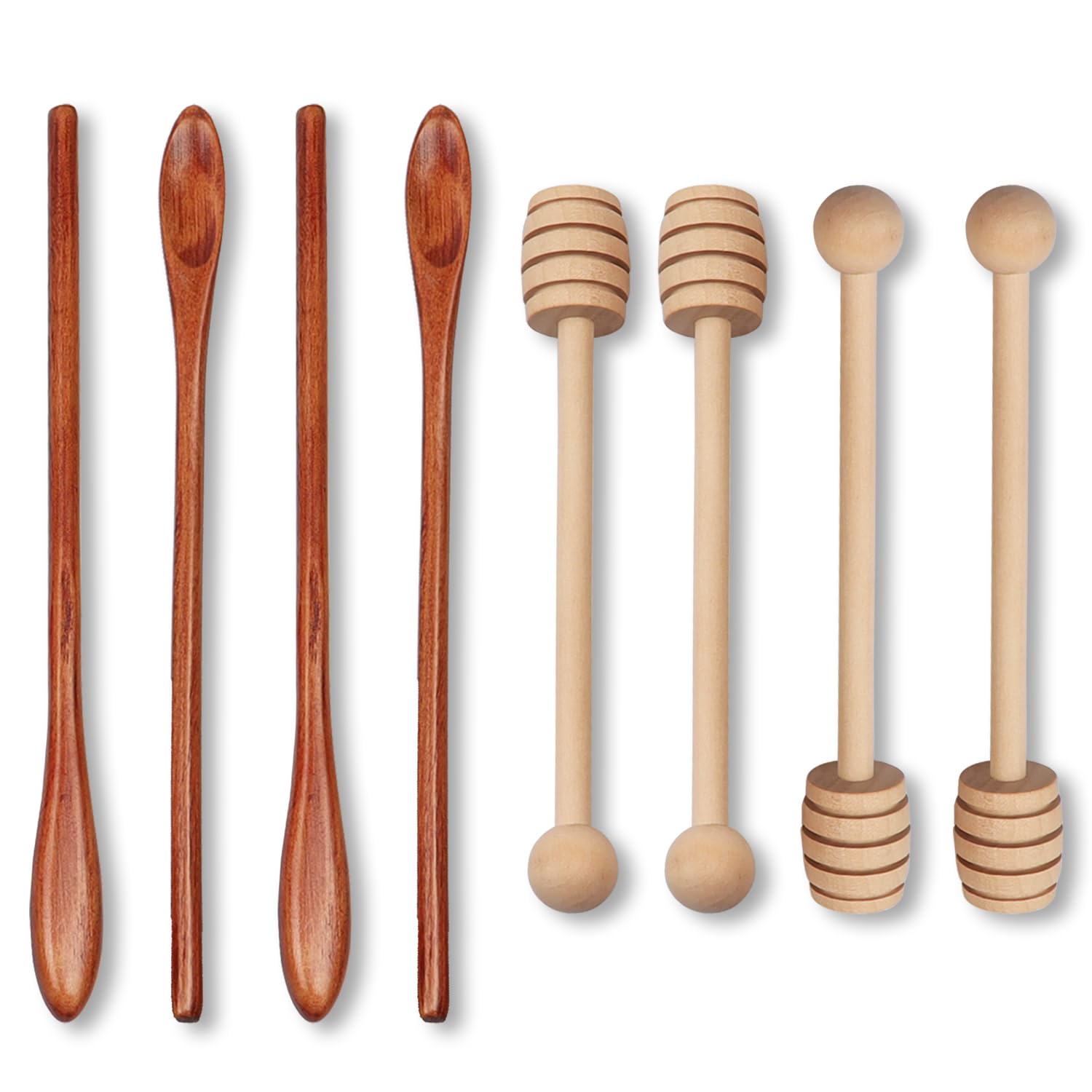 6.3Inch Wooden Honey Dipper Sticks: Long Handle Coffee Stirring Spoons - Honey Comb Sticks - Honey Wand for Honey Jar Dispense Drizzle Honey Wedding Party Favors