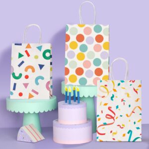 MESHA Gift Bags 15 Pcs 5.9X3.1X8.2 Paper Bags with Handles bulk,Party Favor Bags Birthday Wedding Mother's Day gift bags Small Paper Shopping Bags,Colorful Retail bags,Recyclable Bags (polka dot)