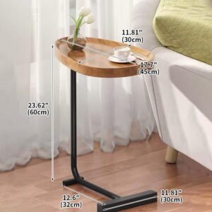 YYW C Shaped End Table Narrow Side Table for Couch, Sofa and Bed, Sofa End Table with Metal Frame for Small Spaces, Bedside, Living Room, Bedroom (Black)