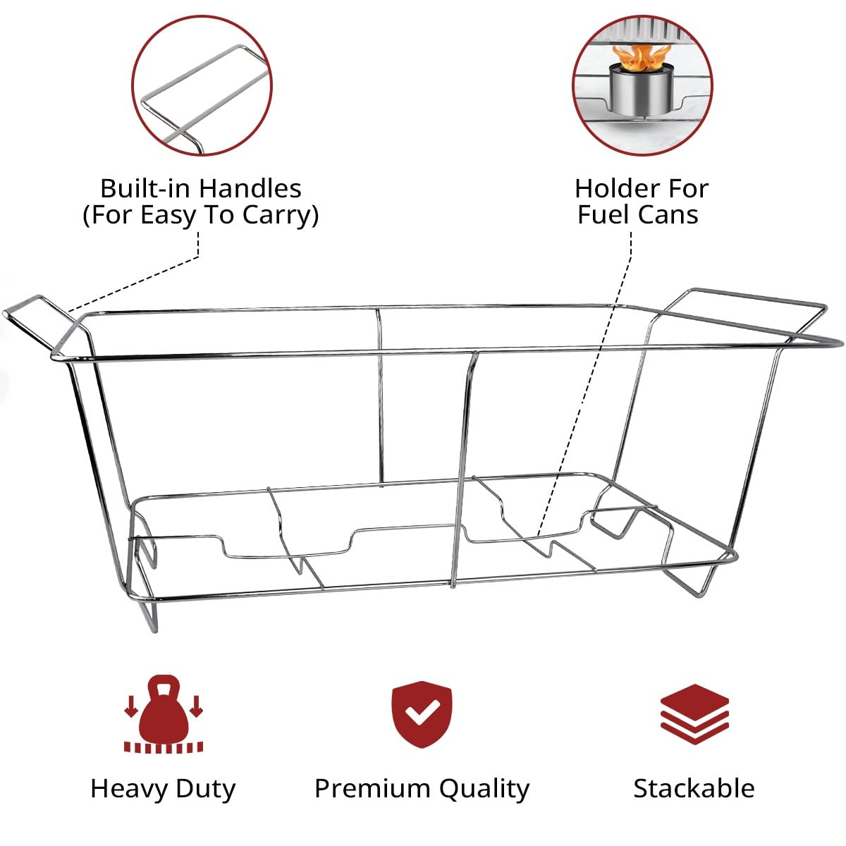 6 Pack Chafing Wire Rack Buffet Stand Chrome Frame for Events, Parties, Wedding, & Birthday Party Catering, Full Size Chafing Stand for Dish Serving Trays, Food Warmer Catering Supplies