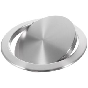 housoutil built-in countertop trash bin lid, stainless steel round trash can lid for countertop, grommet recessed trash chute cover for kitchen bathroom office