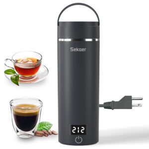 sekaer travel portable electric kettle, small tea kettle coffee mini hot water boiler, 400ml & 304 stainless steel, with 4 variable presets and auto shut-off ske-840g