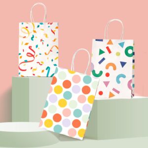 MESHA Gift Bags 15 Pcs 5.9X3.1X8.2 Paper Bags with Handles bulk,Party Favor Bags Birthday Wedding Mother's Day gift bags Small Paper Shopping Bags,Colorful Retail bags,Recyclable Bags (polka dot)