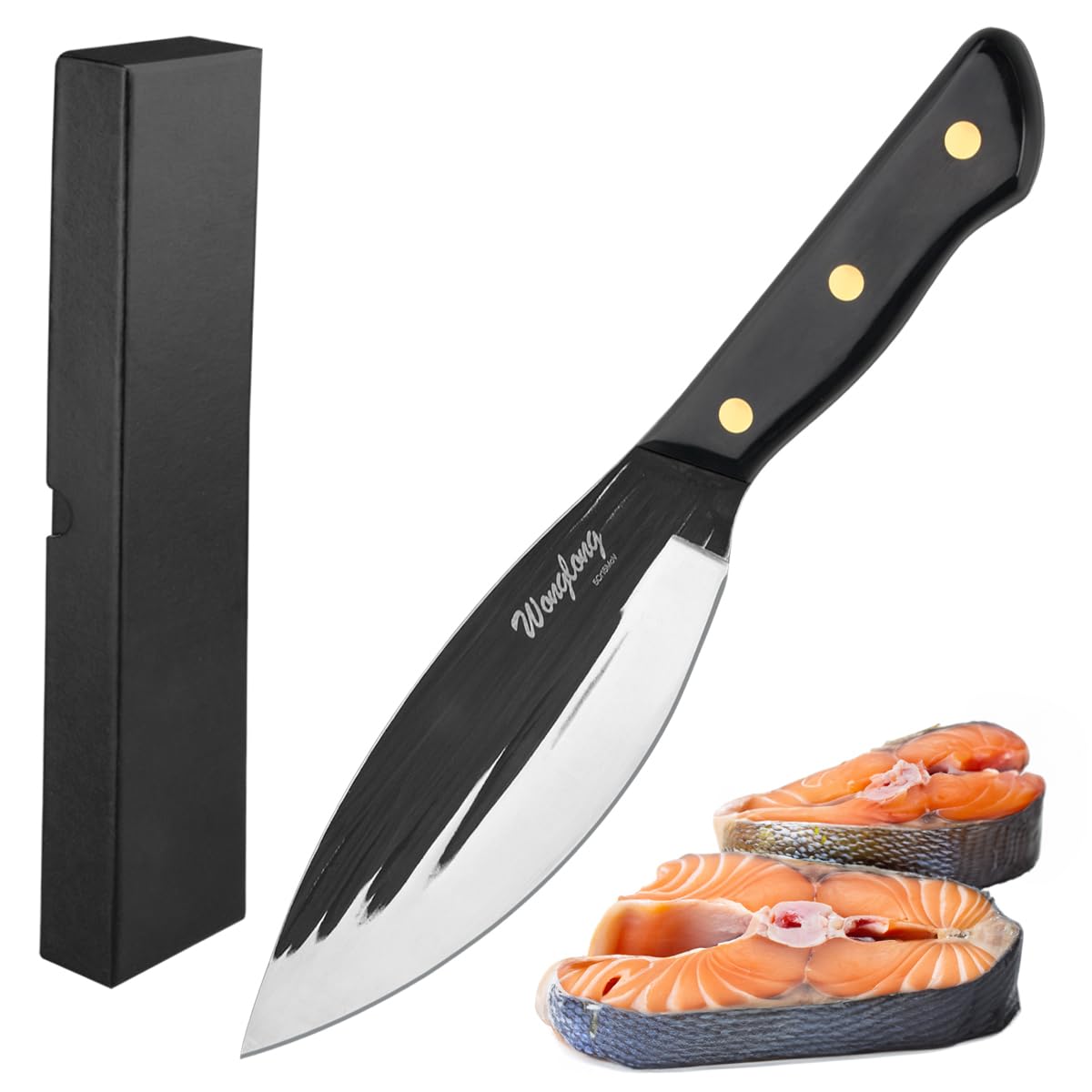 Wonglong Sharp Mouthed Large Fish Knife Slicing Knife Kitchen Knife Sharp Slaughter Fish Special Knife Meat Cleaver Seafood Market Aquatic Fish Knives Professional Kitchen Knife Fish Hunting Knife