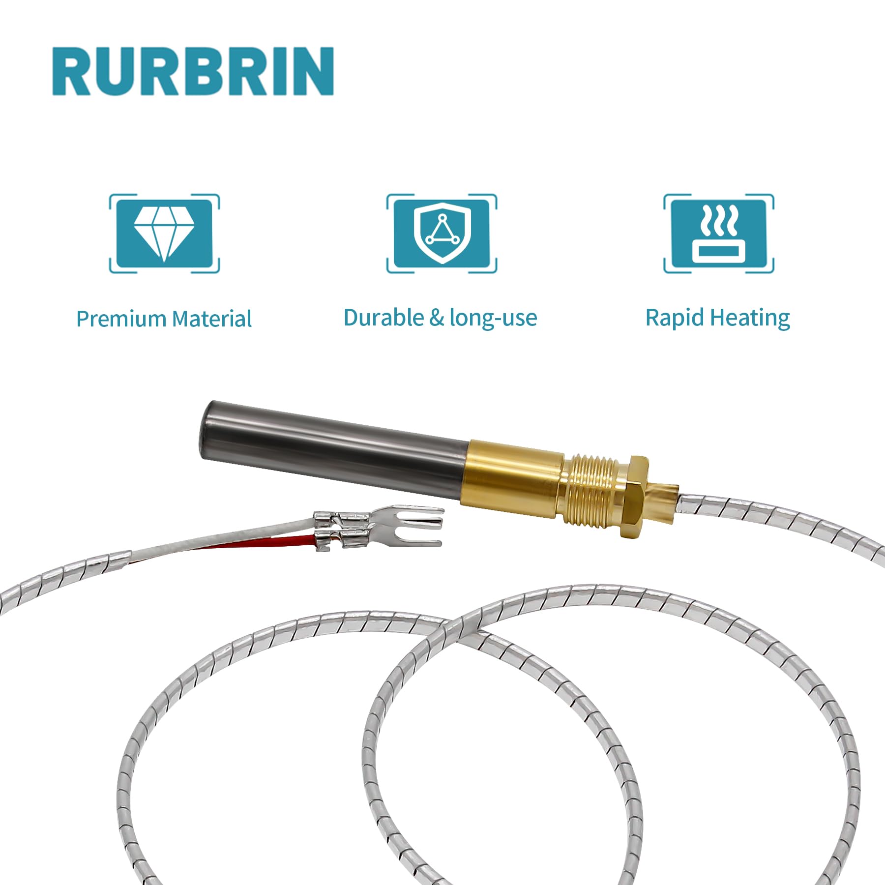 RURBRIN 36” 750mv Thermopile Fit for Heat Glo Heatilator, 750℃ Millivolt Thermocouple Replace for Fireplace Parts Q313A, Suitable for Stove Gas Ovens/Gas FirePlace/Water Heater/Gas Fryer Cluste (3PCS)