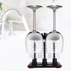 Bar Glass Washer,Glass Brushes for Washing Glasses,3 Brushes Sink Cup Washer with Suction Cup Base,Cup Scrubber Brush for Cleaning Wine Glass Water Cups