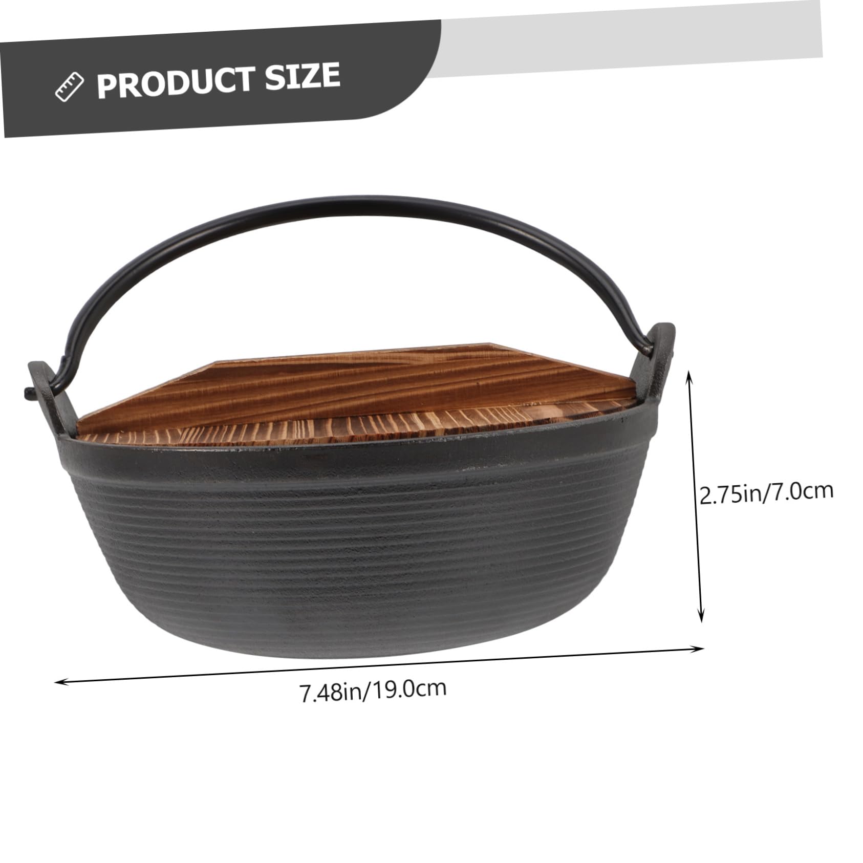 1 Set Sukiyaki Cast Iron Stockpot Shabu Shabu Pot Camping Hot Pot Iron Nabe Pot Steaming Stock Pot Japanese Soup Pot Nonstick Frying Pan with Lid Useful Pot Thicken Wood Nabemono