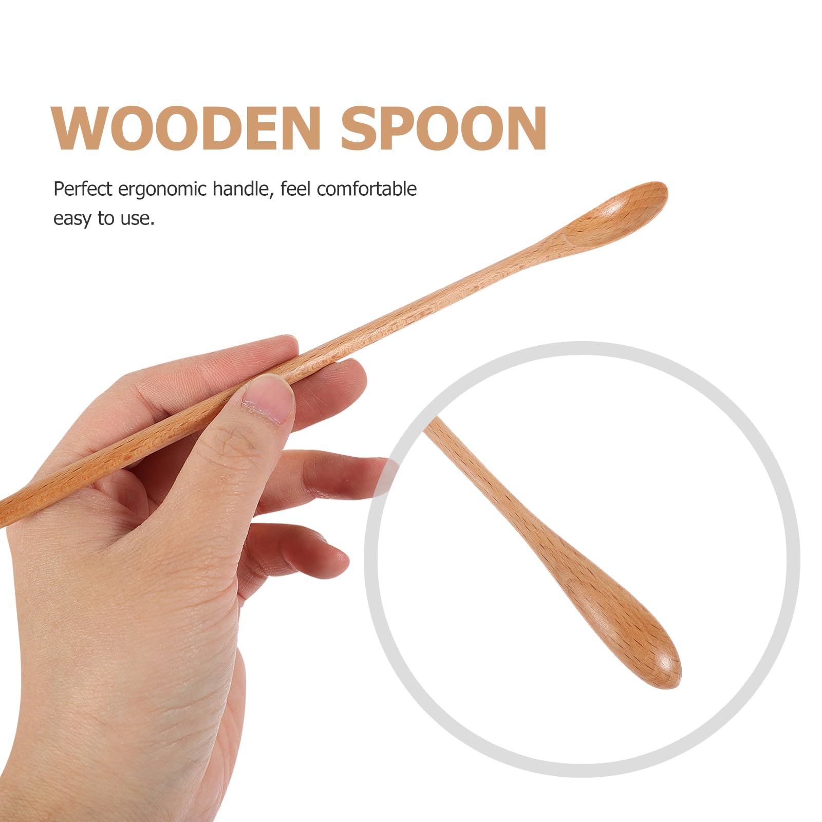 Operitacx 2 Pcs Wooden Long Handle Spoons Wood Coffee Spoons Tea Spoons Handmade Mixing Honey Spoon Stirring Spoon for Swizzle Honey Coffee Tea