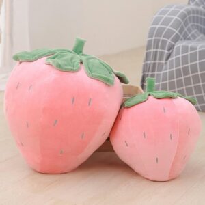 Fawowe Strawberry Plush Pillow Super Soft Fruit Strawberry Stuffed Toy Cute Strawberry Plushie Hugging Pillow Cushion for Kids Toys, 7.8inch