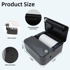 PRINHSJI Mini Sticker Printer, Bluetooth Smart Pocket Inkless Thermal Printer with 10 Rolls Thermal Paper and Sticker for iOS&Android,Portable Receipt Printer for Photo Journal Notes Memo