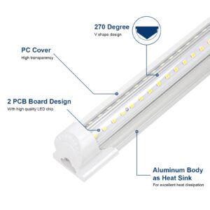 EPESTOEC LED Shop Light 4FT, 42W 6300LM 5000K Super Bright White,V Shape Integrated T8 LED Tube Light,High Output Linkable Shop Lights