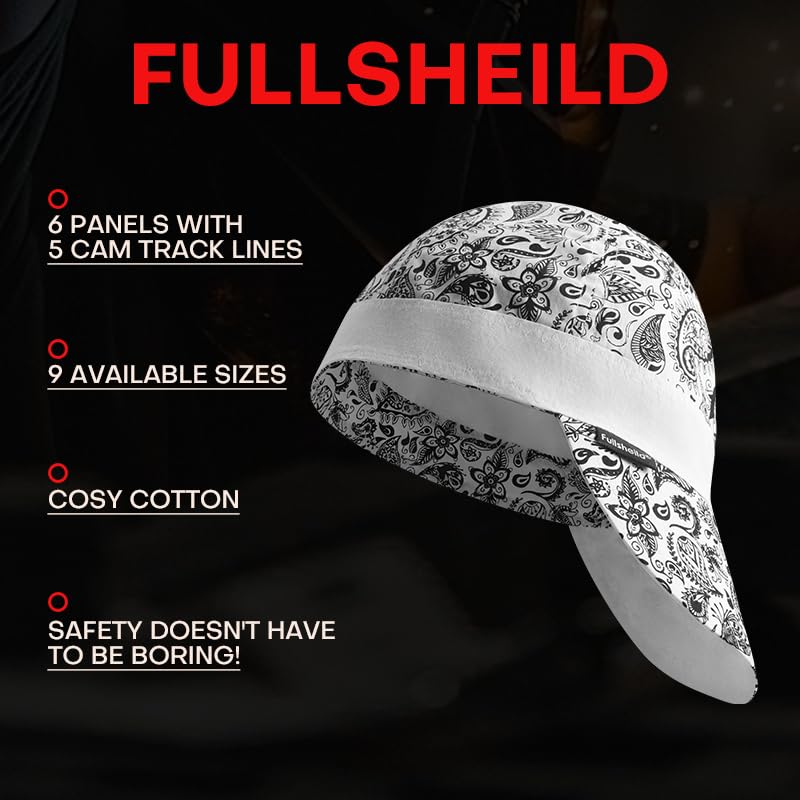 Fullsheild Reversible Welding Cap Flame Resistant CAT 2 Protective FR Welder Hats 6 Pannel Midweight Printed for Men Women