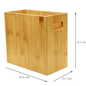 Owlgift Rectangular 100% Eco-Friendly Natural Bamboo Waste Basket, 1.55 Gallon Garbage Can Recycling Bin Container for Bedroom, Bathroom, Kitchen, Office, Dorm - 5.3” L x 10” W x 9.1” H