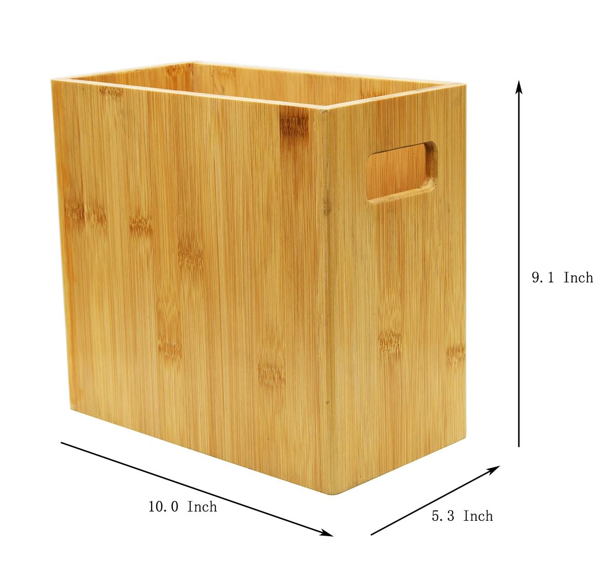 Owlgift Rectangular 100% Eco-Friendly Natural Bamboo Waste Basket, 1.55 Gallon Garbage Can Recycling Bin Container for Bedroom, Bathroom, Kitchen, Office, Dorm - 5.3” L x 10” W x 9.1” H