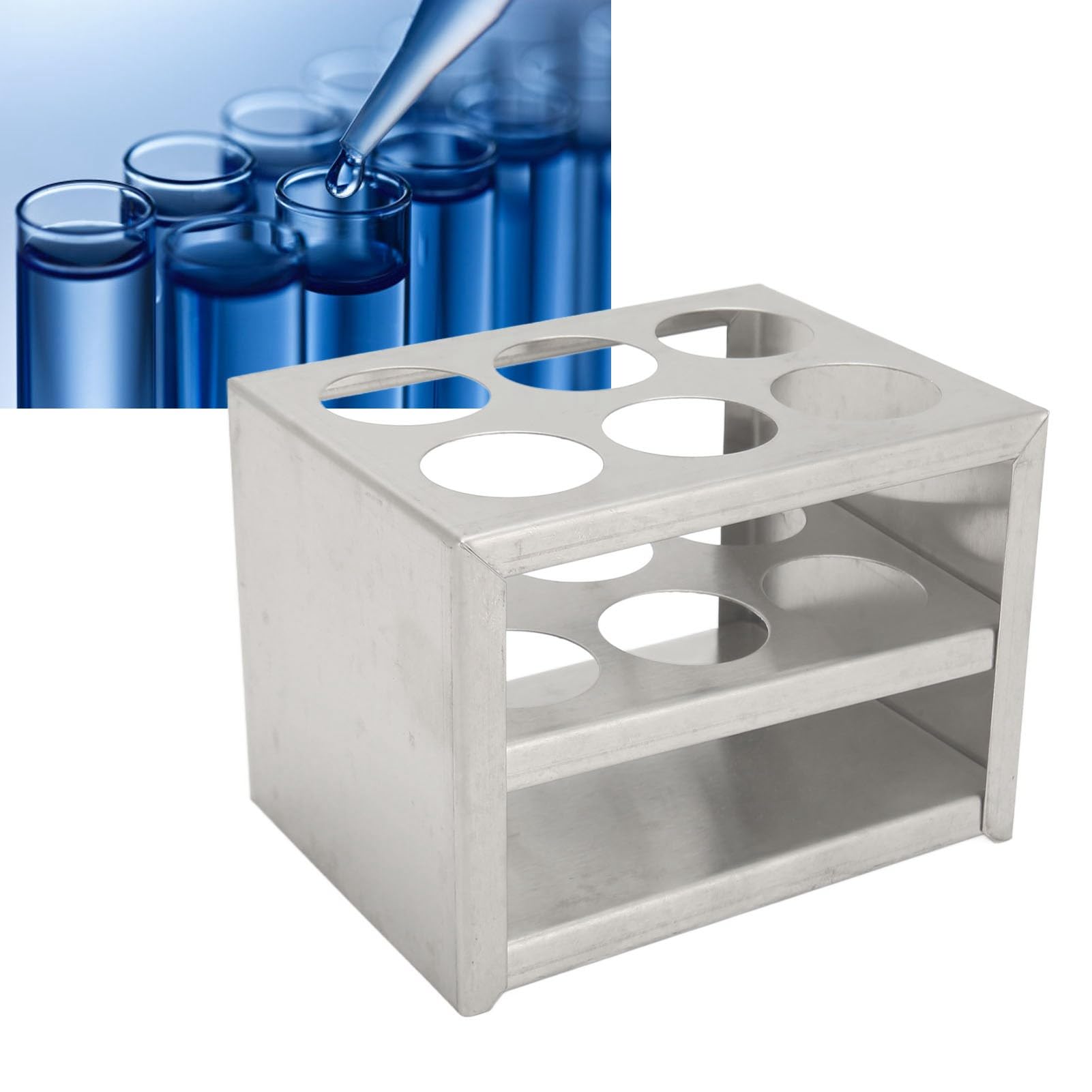 3 Tiers Stainless Steel Test Tube Holder for 50ml Test Tubes, 6 Holes Test Tube Rack, Sturdy Structure Lab Test Tube Rack, 30mm/1.18in in Diameter, Centrifuge Tube for Laboratory