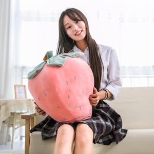 Fawowe Strawberry Plush Pillow Super Soft Fruit Strawberry Stuffed Toy Cute Strawberry Plushie Hugging Pillow Cushion for Kids Toys, 7.8inch