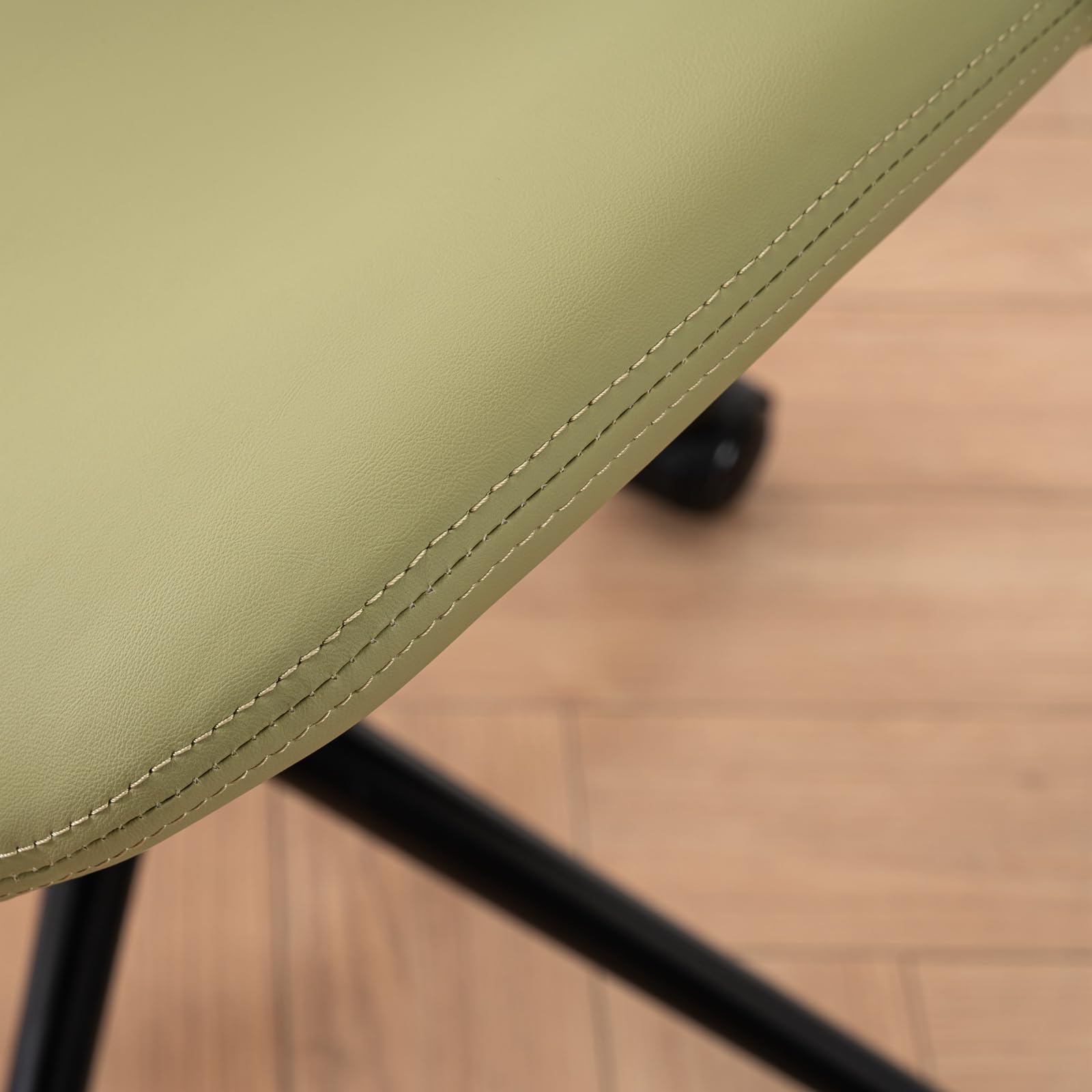 YOUTASTE Home Desk Chair Ergonomic Office Chair Armless Rolling Task Chair Leather Computer Chair of Height Adjustable and Thicked Padded Avocado Green