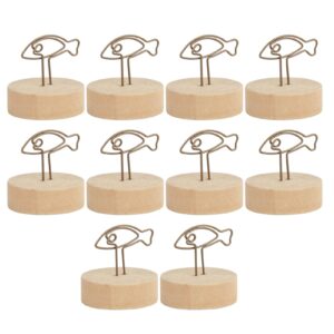 fofetbfo 10pcs table number holder fish shape name card clips table card holders vertical simple place card holder cute place card holder with log base for wedding centerpieces bridal shower birthday