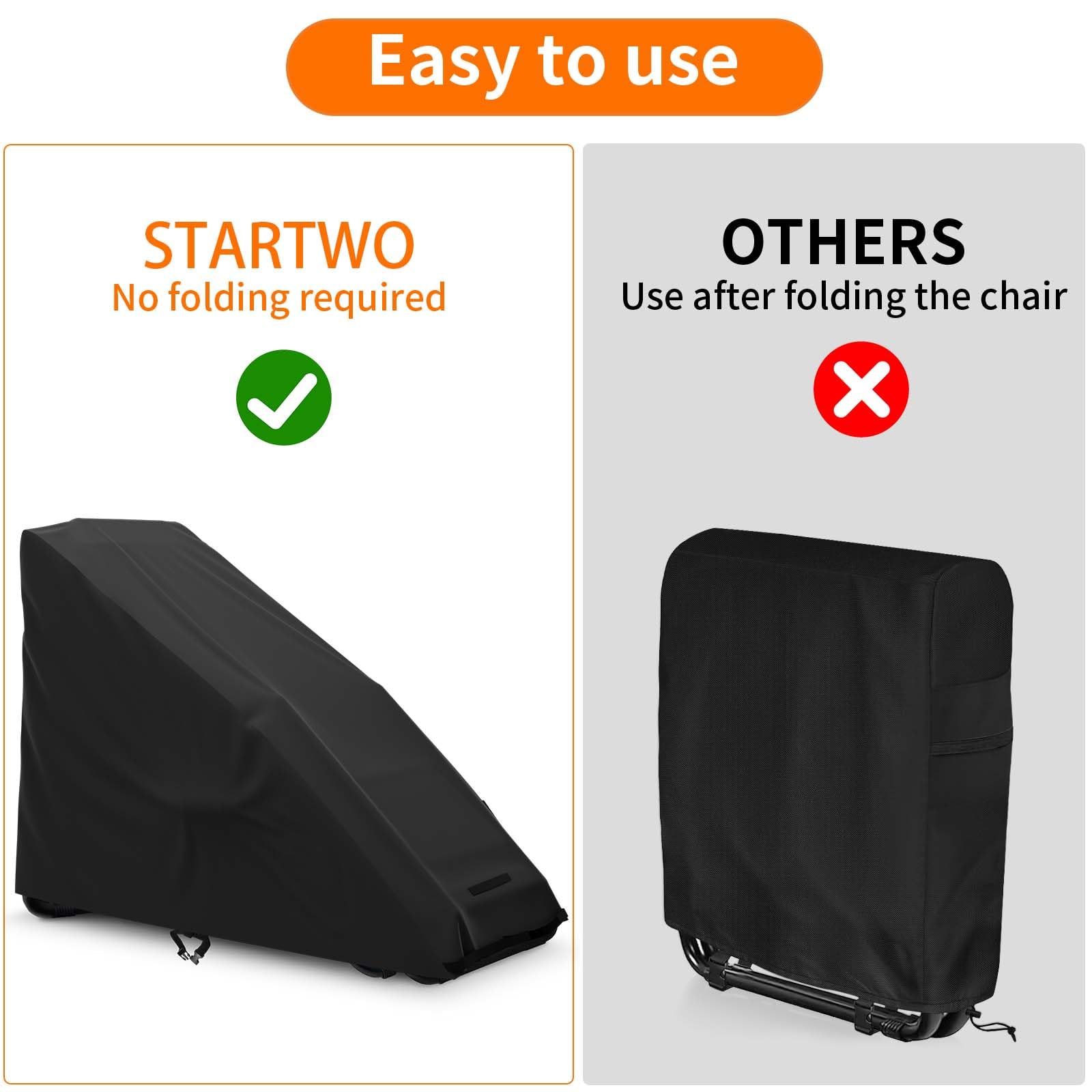 STARTWO Zero Gravity Chair Cover Outdoor Waterproof Folding Lounge Chair Cover for Zero Gravity Chair with Storage Bag Black