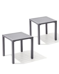 crestlive products aluminum outdoor side table set of 2, pool lounge chair side table, weather resistant small square coffee end table for patio, yard, garden, porch, deck, outdoor