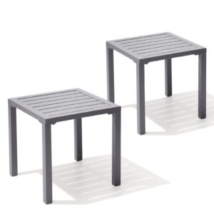 Crestlive Products Aluminum Outdoor Side Table Set of 2, Pool Lounge Chair Side Table, Weather Resistant Small Square Coffee End Table for Patio, Yard, Garden, Porch, Deck, Outdoor