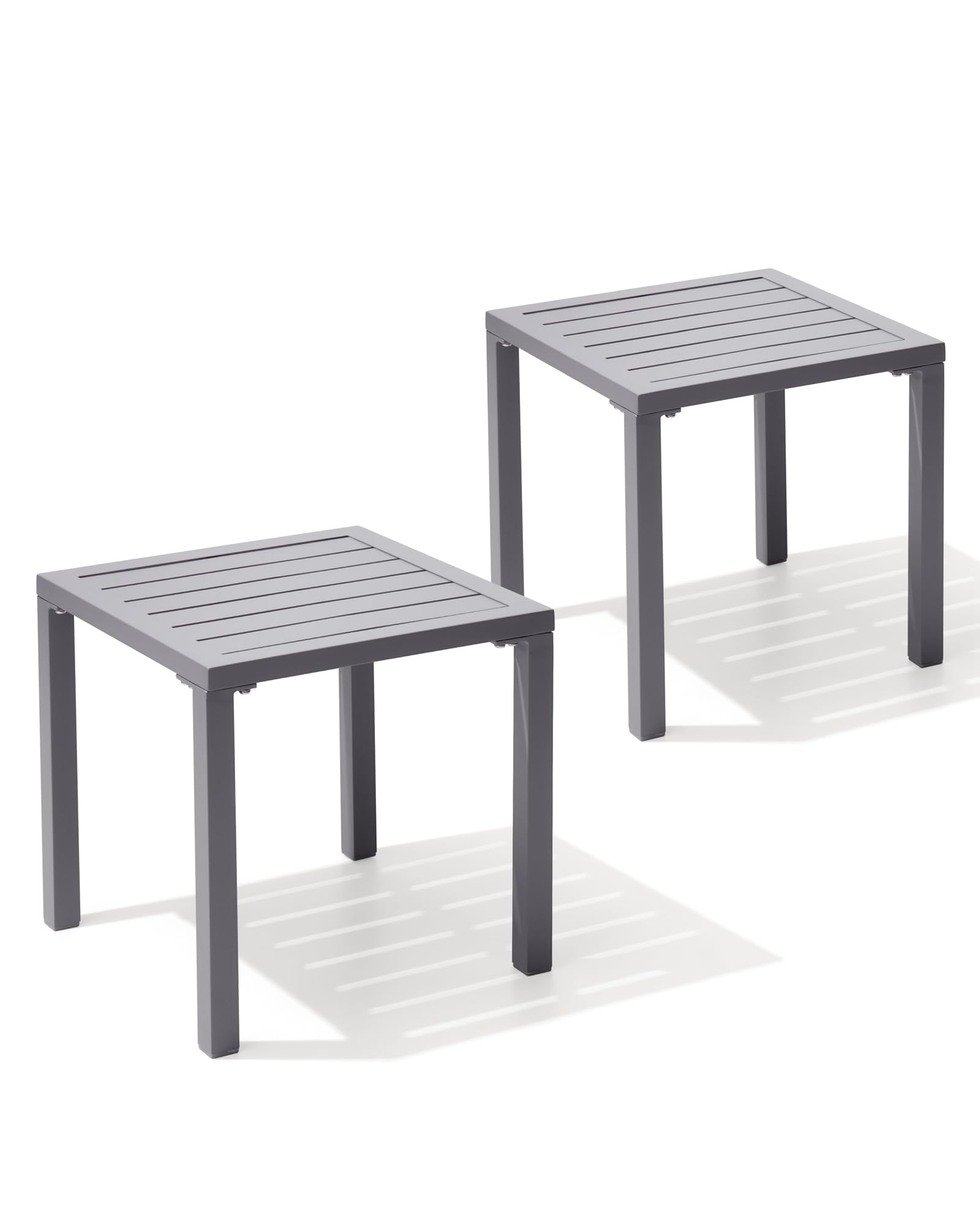 Crestlive Products Aluminum Outdoor Side Table Set of 2, Pool Lounge Chair Side Table, Weather Resistant Small Square Coffee End Table for Patio, Yard, Garden, Porch, Deck, Outdoor