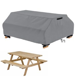 startwo waterproof picnic table cover outdoor patio table bench covers for 6 ft picnic table bench set windproof 70 / 72 inch,grey