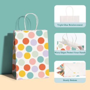 MESHA Gift Bags 15 Pcs 5.9X3.1X8.2 Paper Bags with Handles bulk,Party Favor Bags Birthday Wedding Mother's Day gift bags Small Paper Shopping Bags,Colorful Retail bags,Recyclable Bags (polka dot)