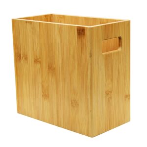 Owlgift Rectangular 100% Eco-Friendly Natural Bamboo Waste Basket, 1.55 Gallon Garbage Can Recycling Bin Container for Bedroom, Bathroom, Kitchen, Office, Dorm - 5.3” L x 10” W x 9.1” H